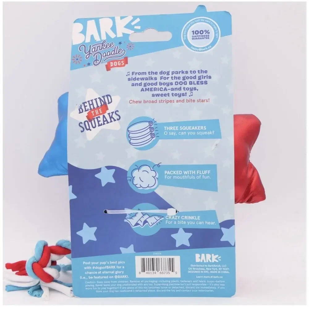 BARK Yankee Doodle Dogs Star-Spangled Squeaks Dog Toy 8